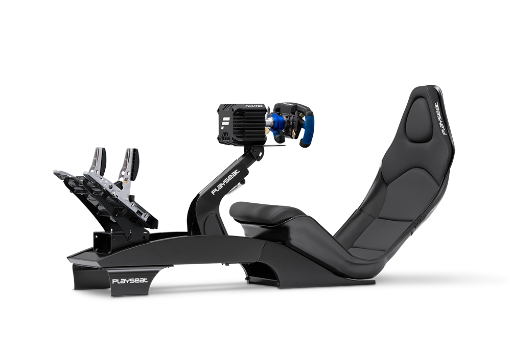 Playseat Formula sim racing cockpit with authentic F1 seating position, steel frame, and professional-grade realism.