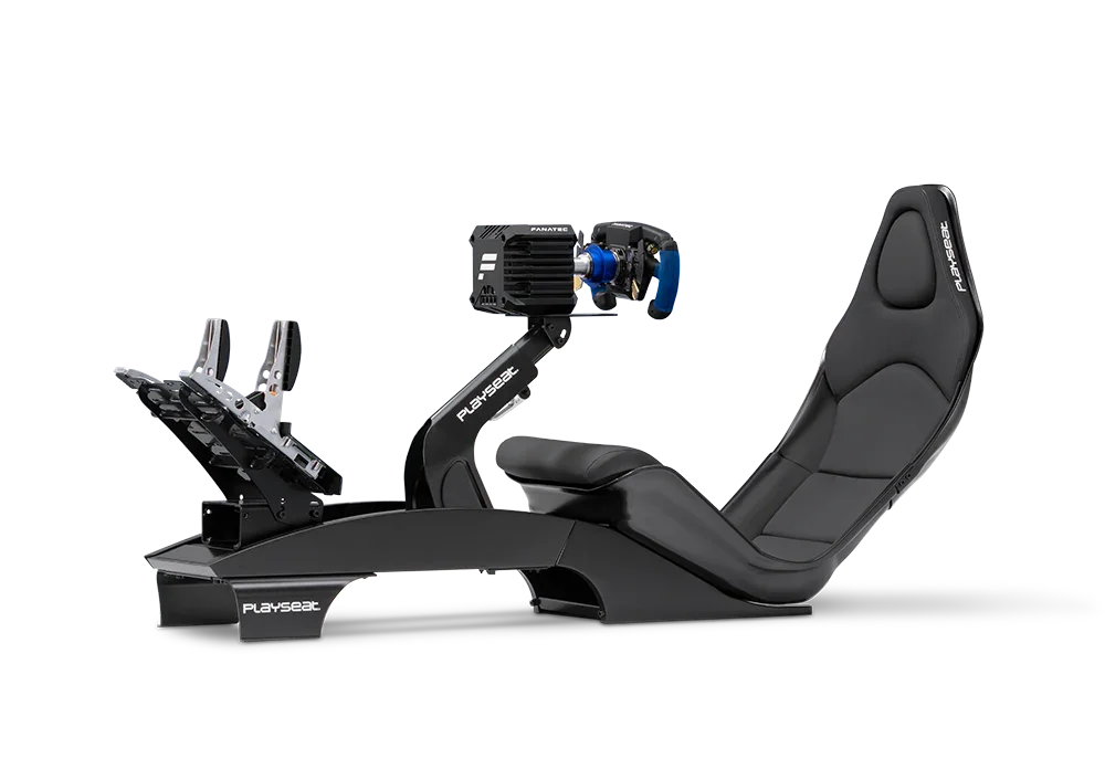 Playseat Formula sim racing cockpit with authentic F1 seating position, steel frame, and professional-grade realism.