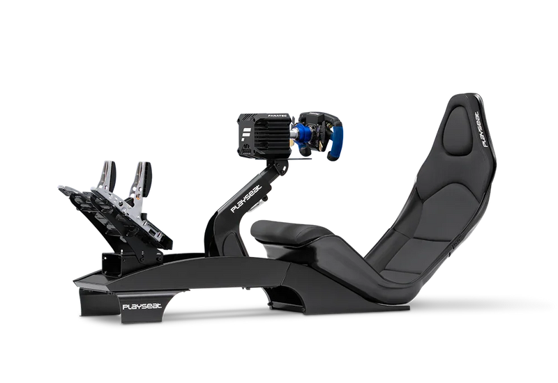 Playseat Formula sim racing cockpit with authentic F1 seating position, steel frame, and professional-grade realism.