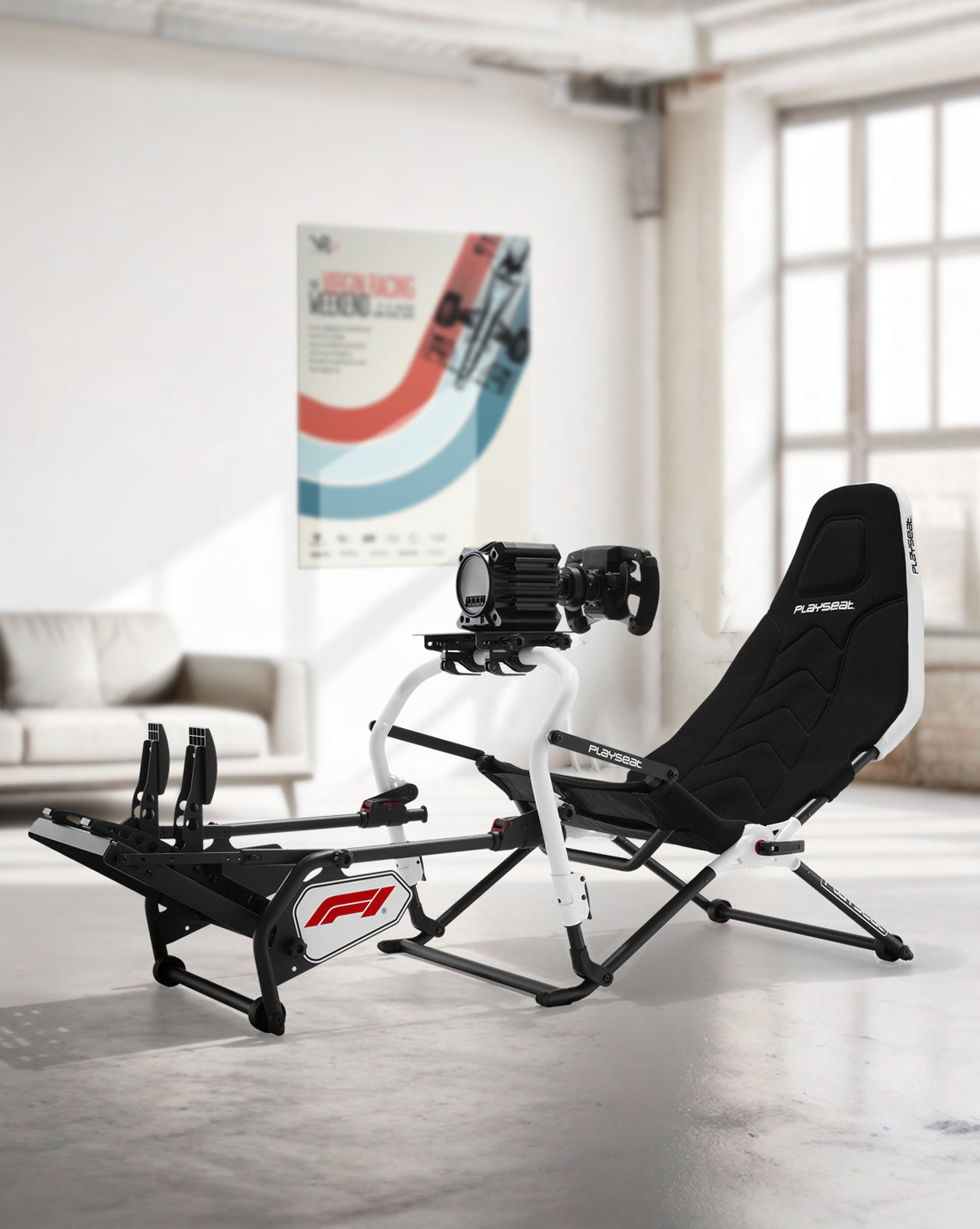 F1 racing simulation cockpit at home
